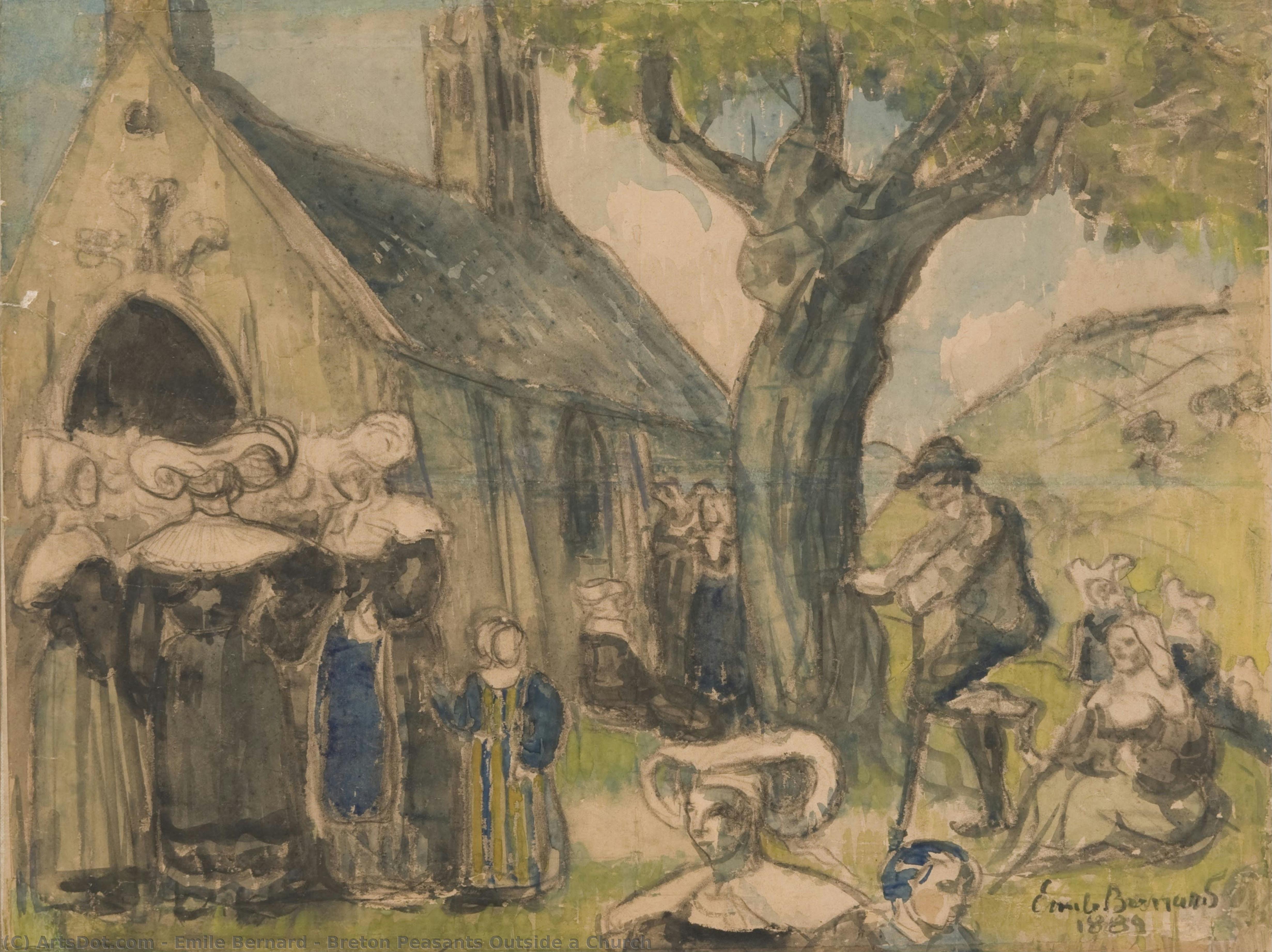 Breton Peasants Outside A Church — Émile Bernard