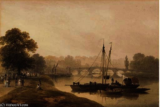 Figures Before Richmond Bridge — Francis Nicholson