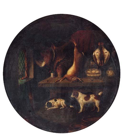 Spaniels With Dead Game In A Larder — Benjamin Blake