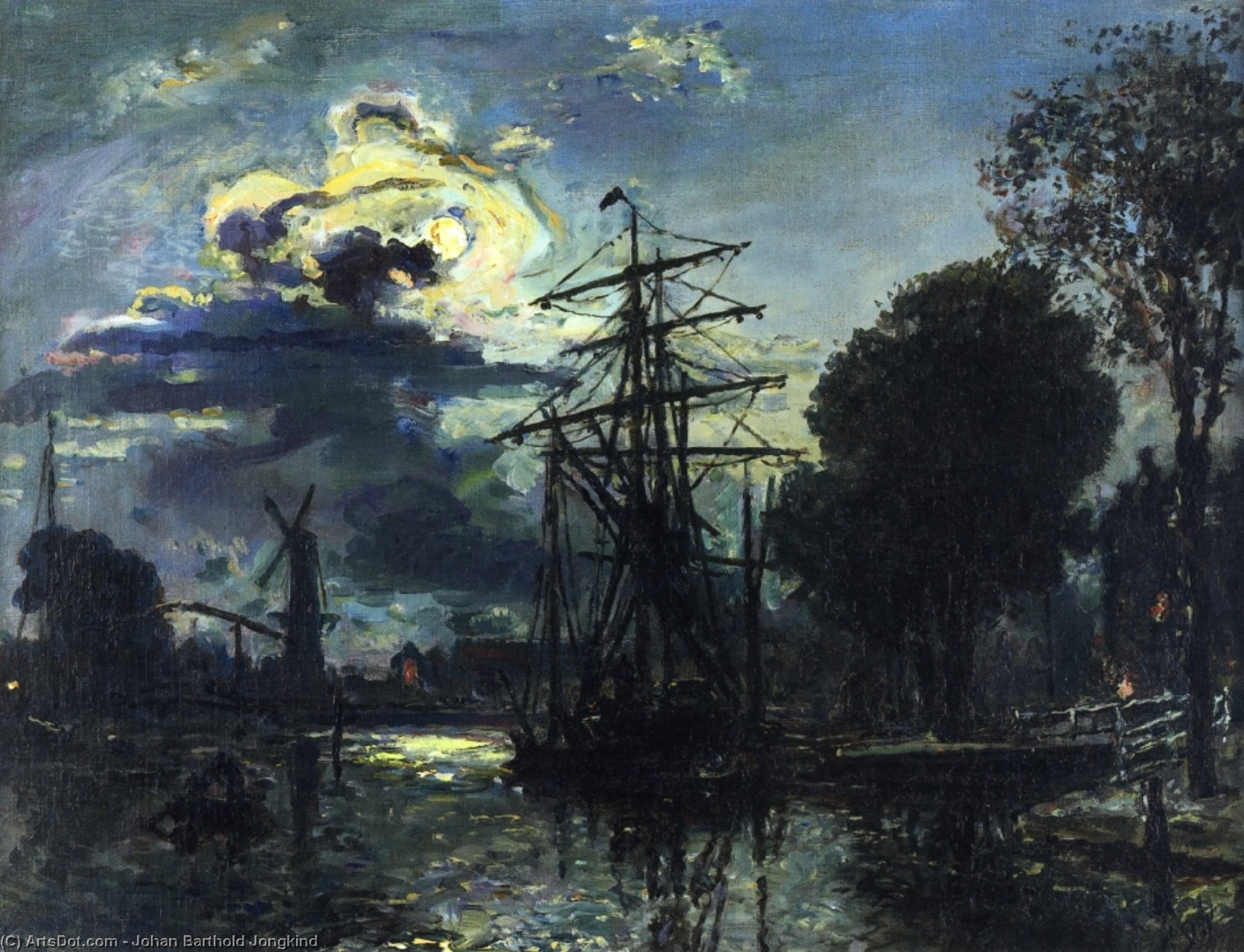 Canal In The Moonlight — Johan Barthold Jongkind