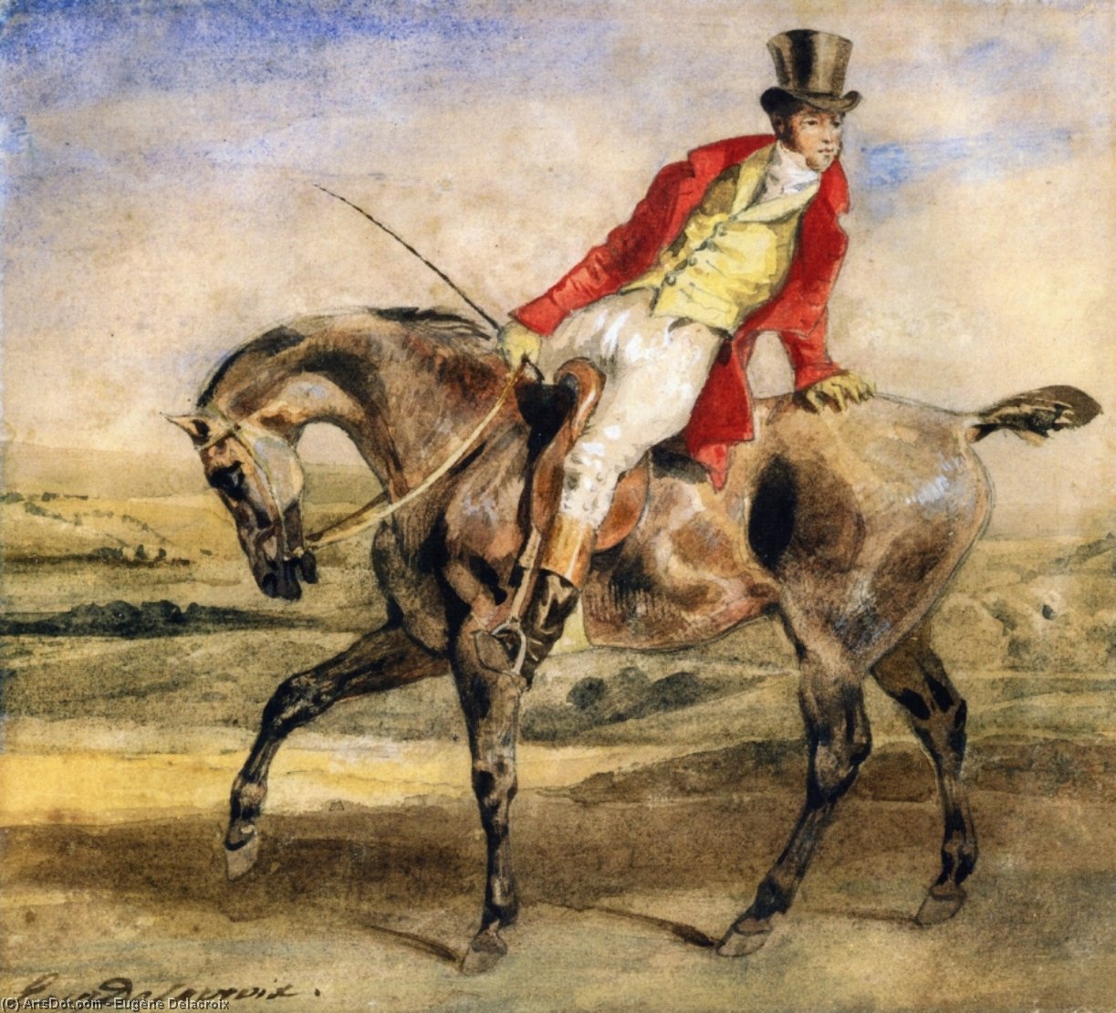 Gentleman On A Dark Brown Hunter — Eugène Delacroix