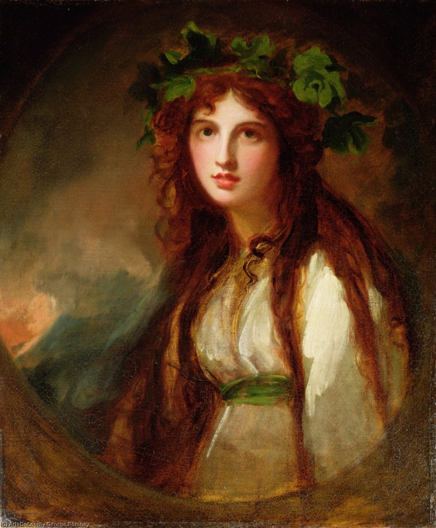 Portrait Of Emma, Lady Hamilton As A Bacchante — George Romney