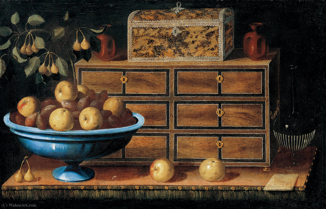Writing Desk With A Small Chest And A Fruit Bowl — Pedro De Camprobín