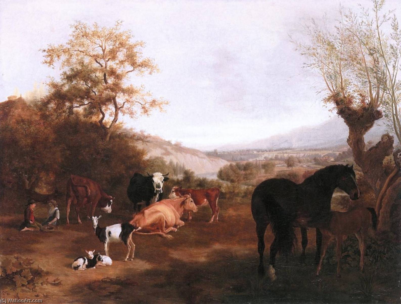 Geneva Landscape With Horses And Cows — Adam Töpffer