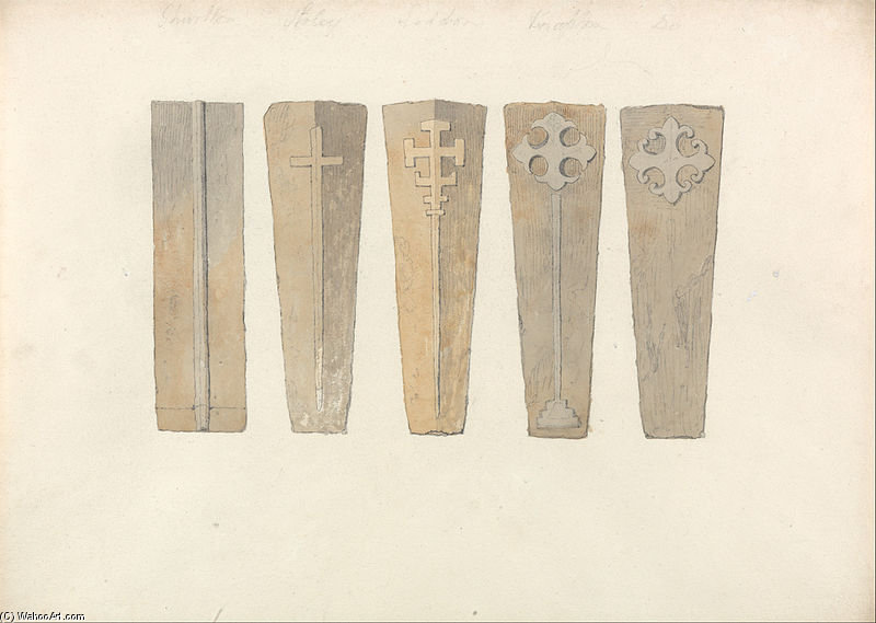 Studies Of Five Coffin Lids - — John Sell Cotman