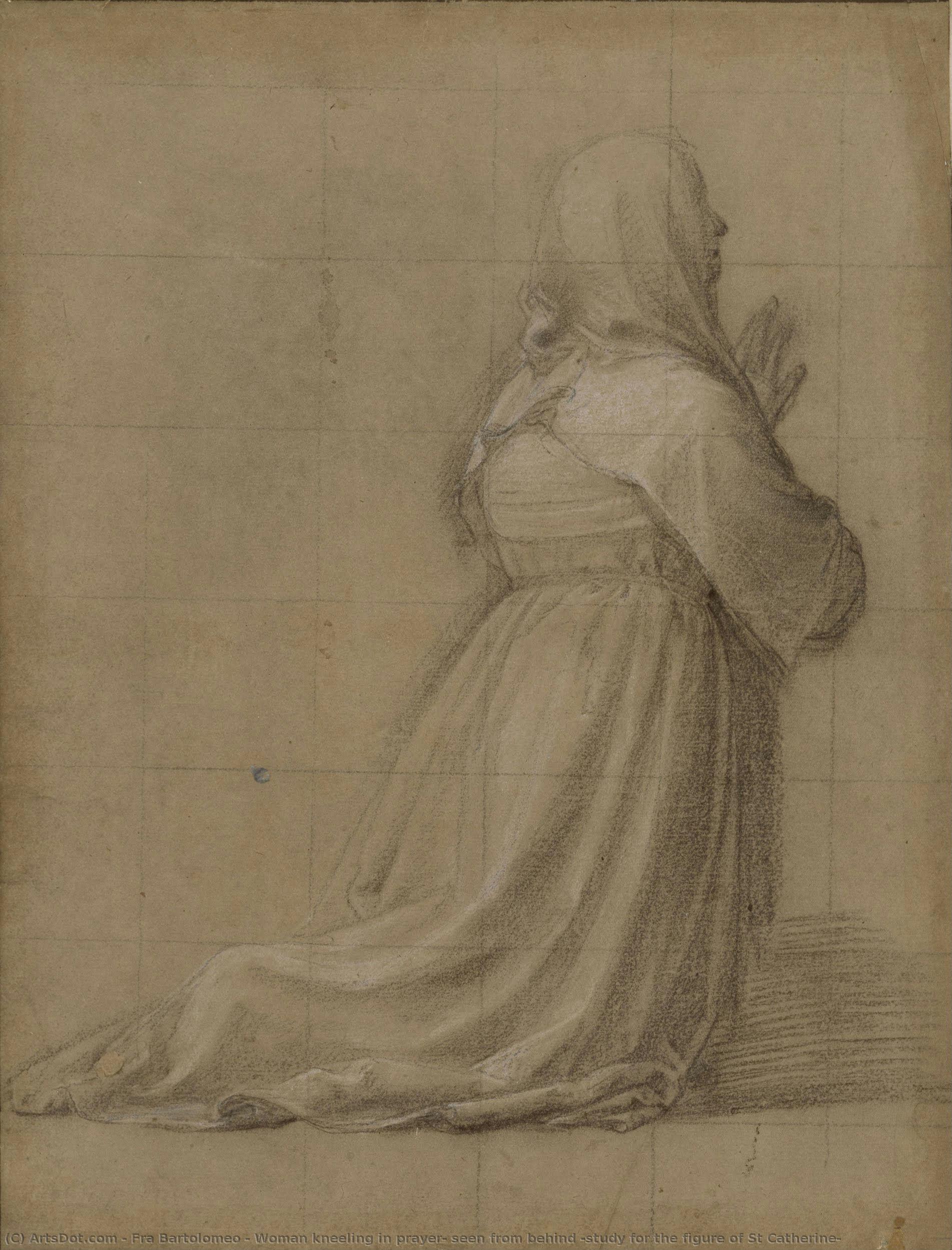Woman Kneeling In Prayer, Seen From Behind (study For The Figure Of St Catherine) — Fra Bartolomeo