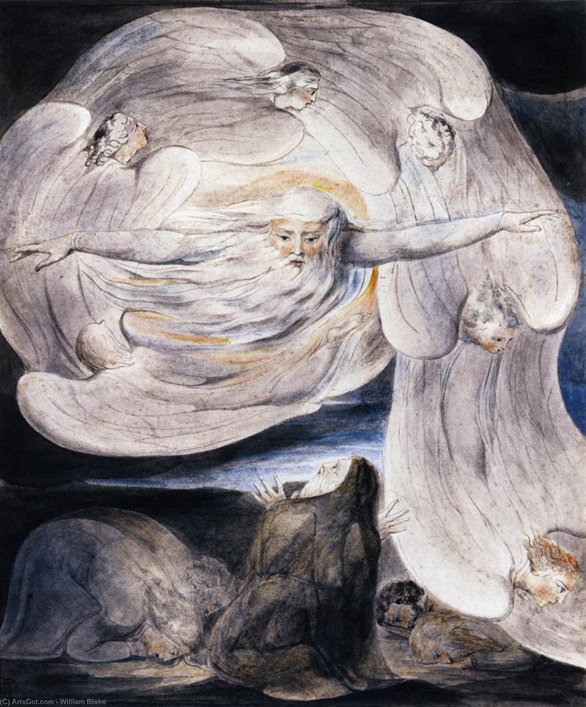 Job Confessing His Presumption To God Who Answers From The Whirlwind — William Blake