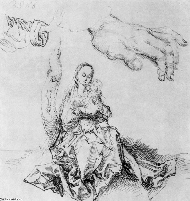 Study Sheet With Madonna And Child, Hand And Sleeve — Albrecht Dürer