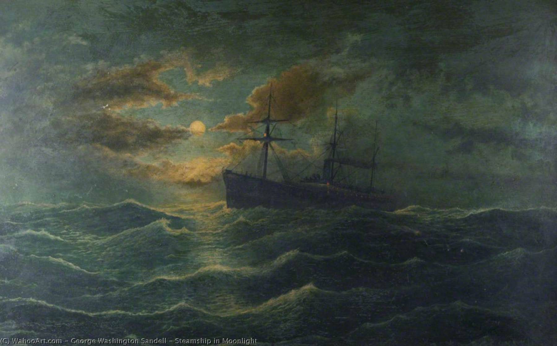 Steamship In Moonlight — George Washington Sandell