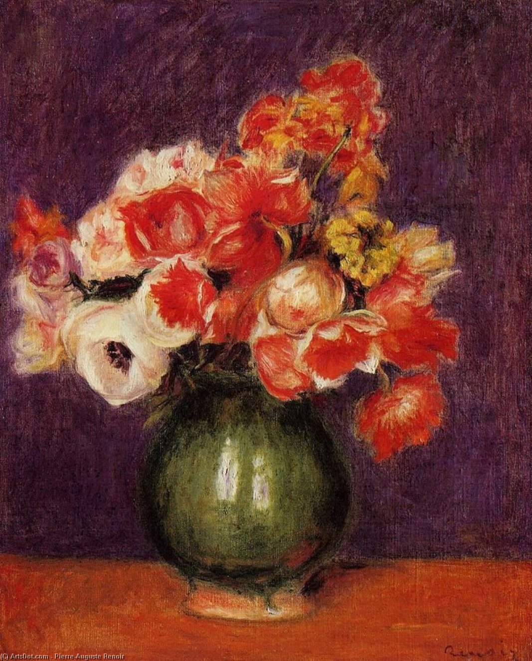 Flowers In A Vase — Pierre-auguste Renoir