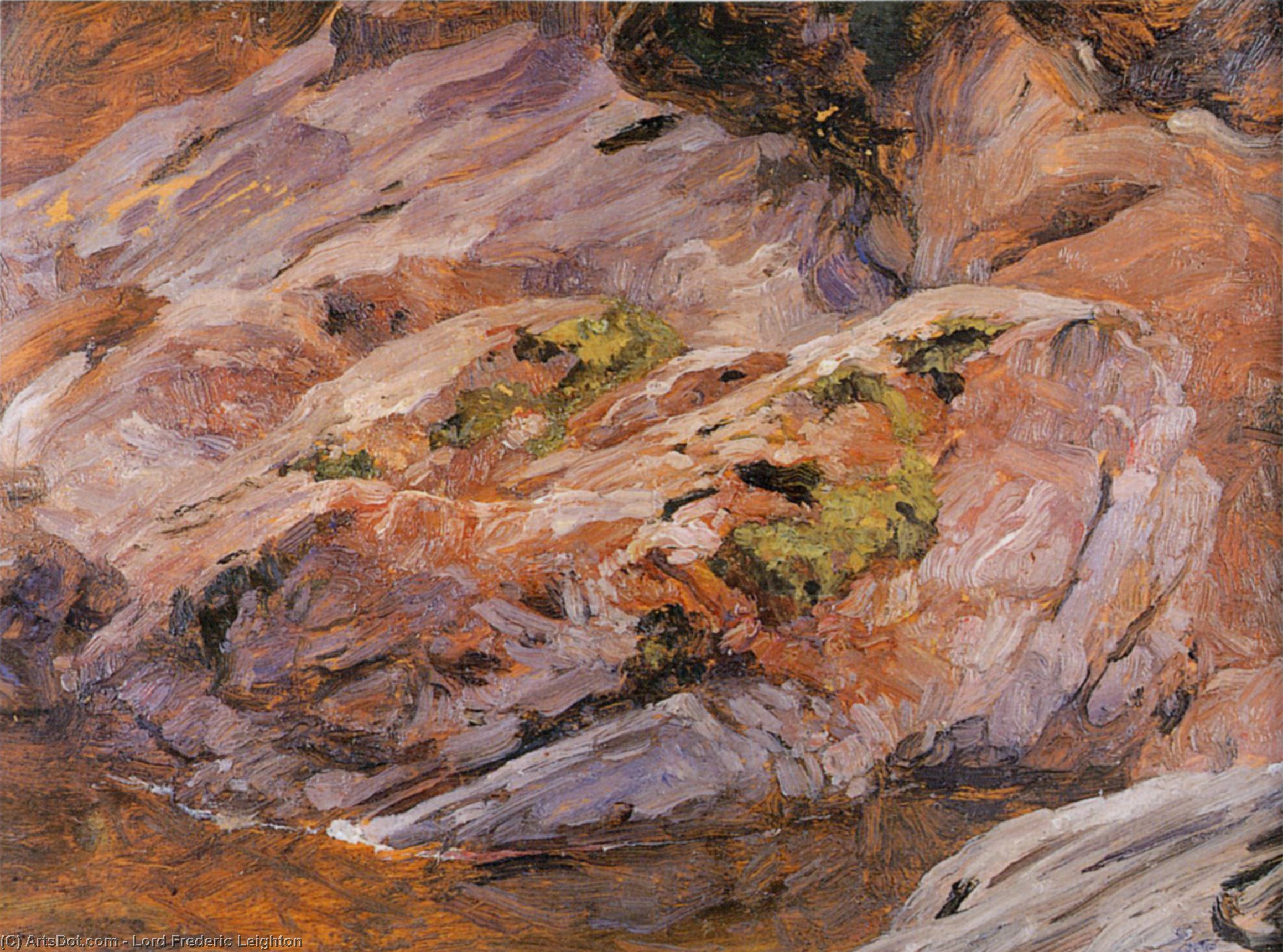 Pink Granite Boulders, Findhorn River — Sir Frederic Lord Leighton