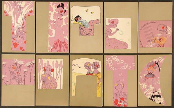Girls With Olive Green Surrounds (11) — Raphael Kirchner