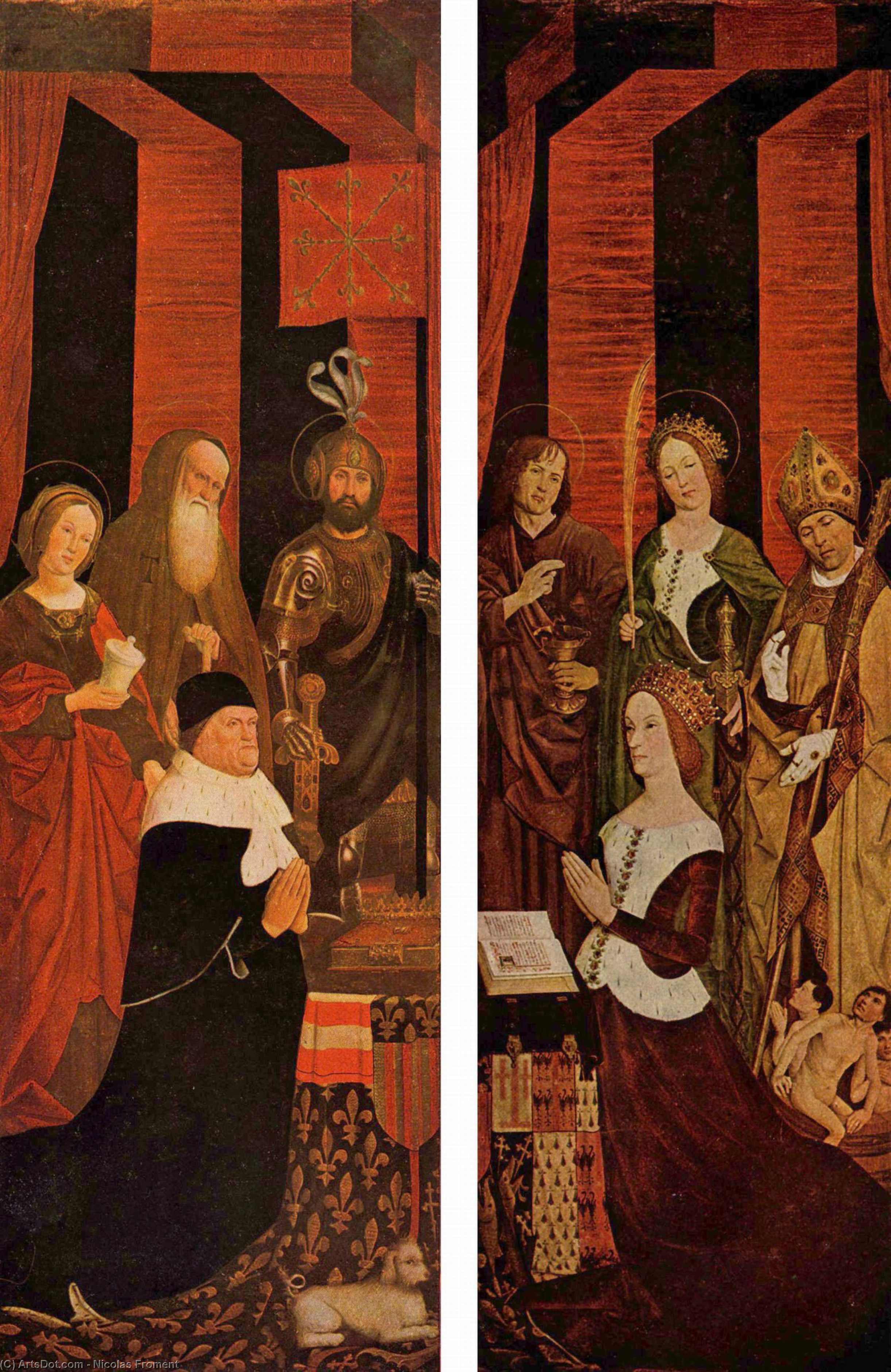 Triptych Of The Burning Bush, Left And Right Wing, Scenes Portrait Of King Rene Of Anjou And His Wife Jeanne De Laval — Nicolas Froment