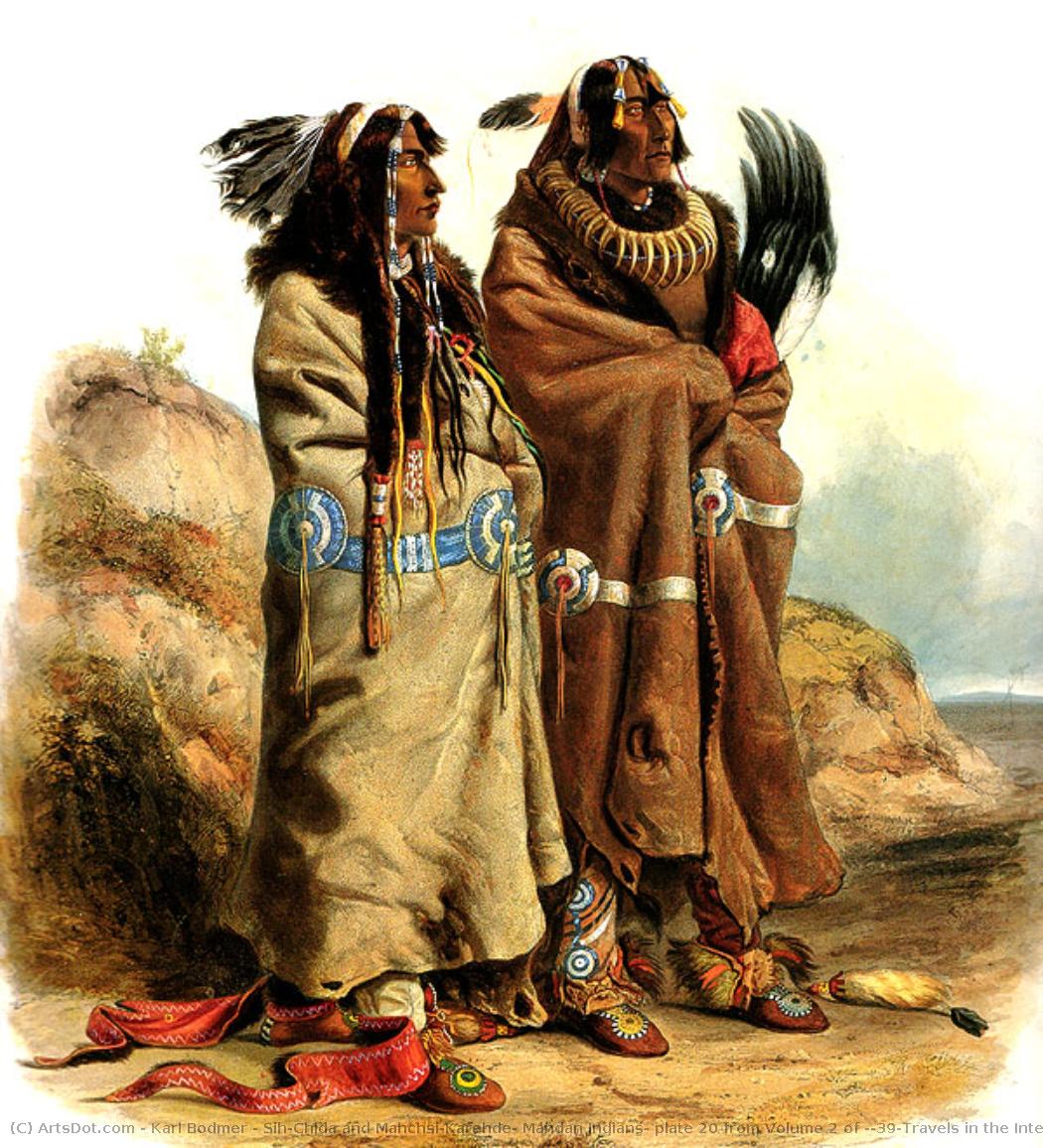 Sih-chida And Mahchsi-karehde, Mandan Indians, Plate 20 From Volume 2 Of 'travels In The Interior Of North America' — Karl Bodmer