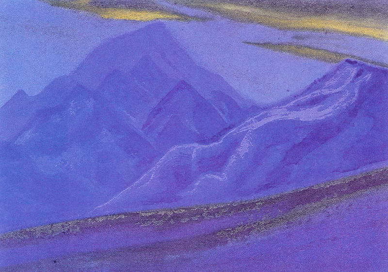 Ladakh. Golden Clouds Over Blue Mountains. — Nicholas Roerich