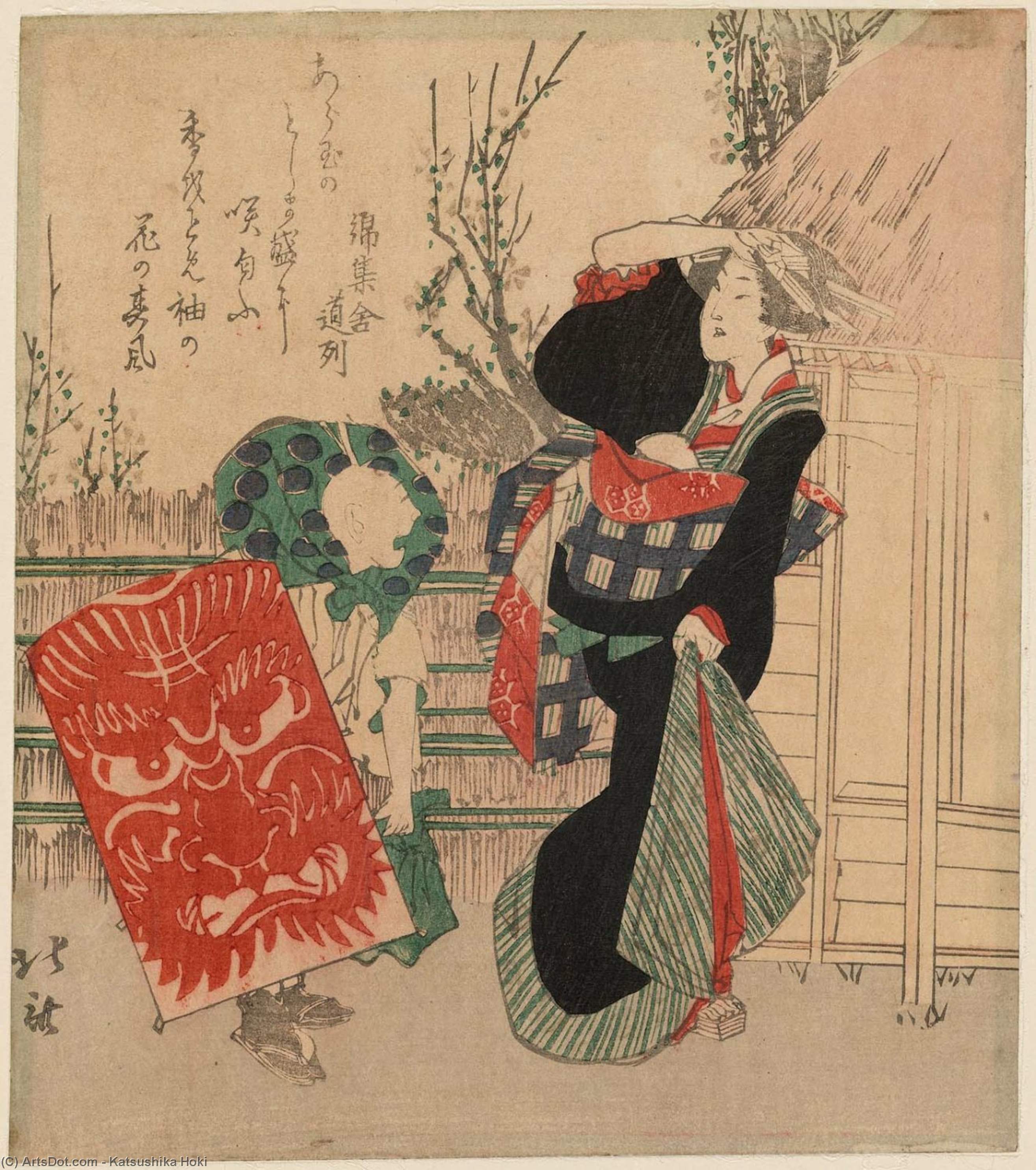 Woman And Boy With Kite — Katsushika Hokusai