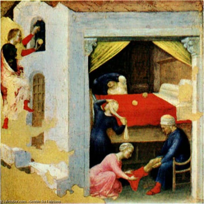 Quaratesi Polyptych: St Nicholas And Three Poor Maidens — Gentile Da Fabriano