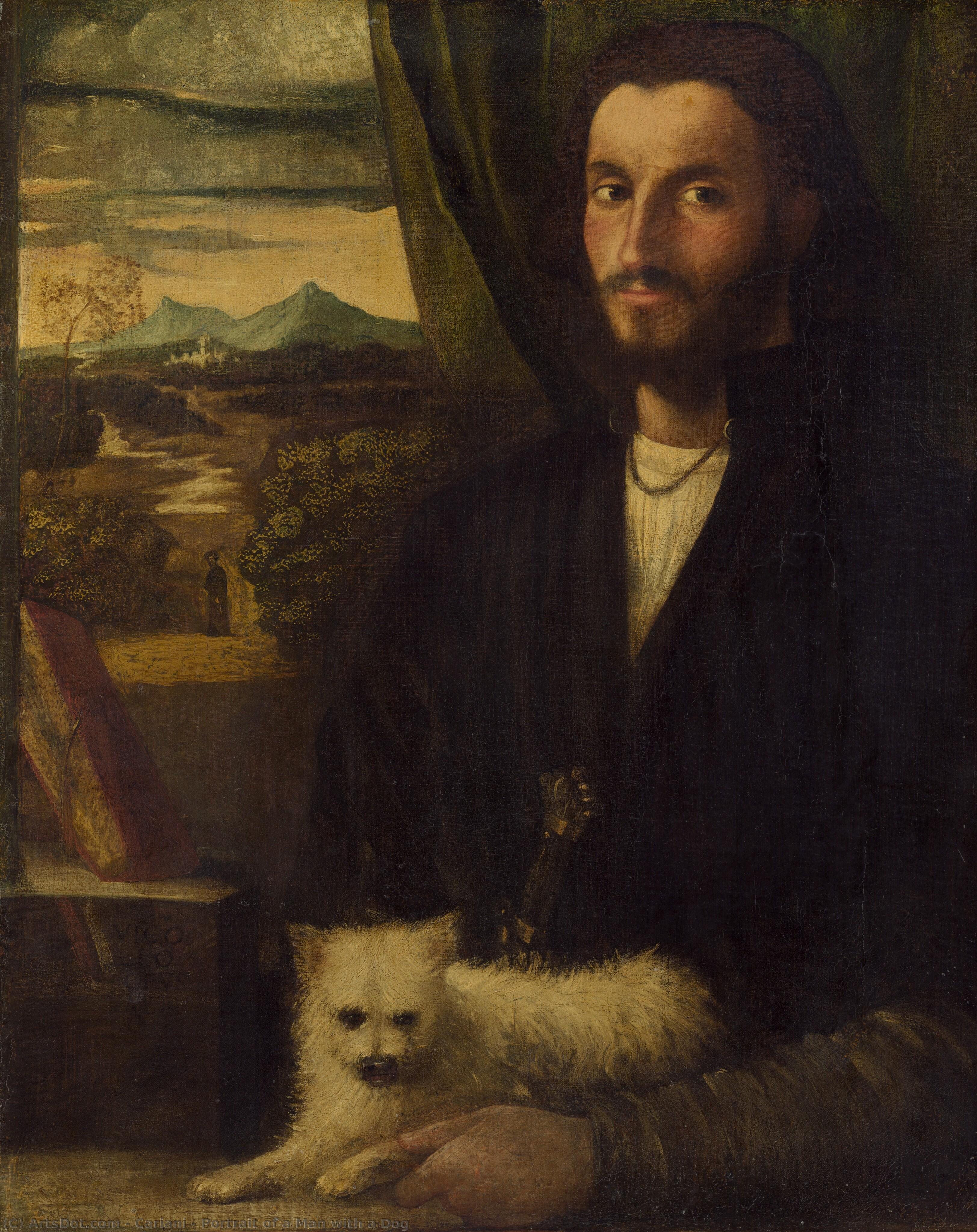 Portrait Of A Man With A Dog — Cariani