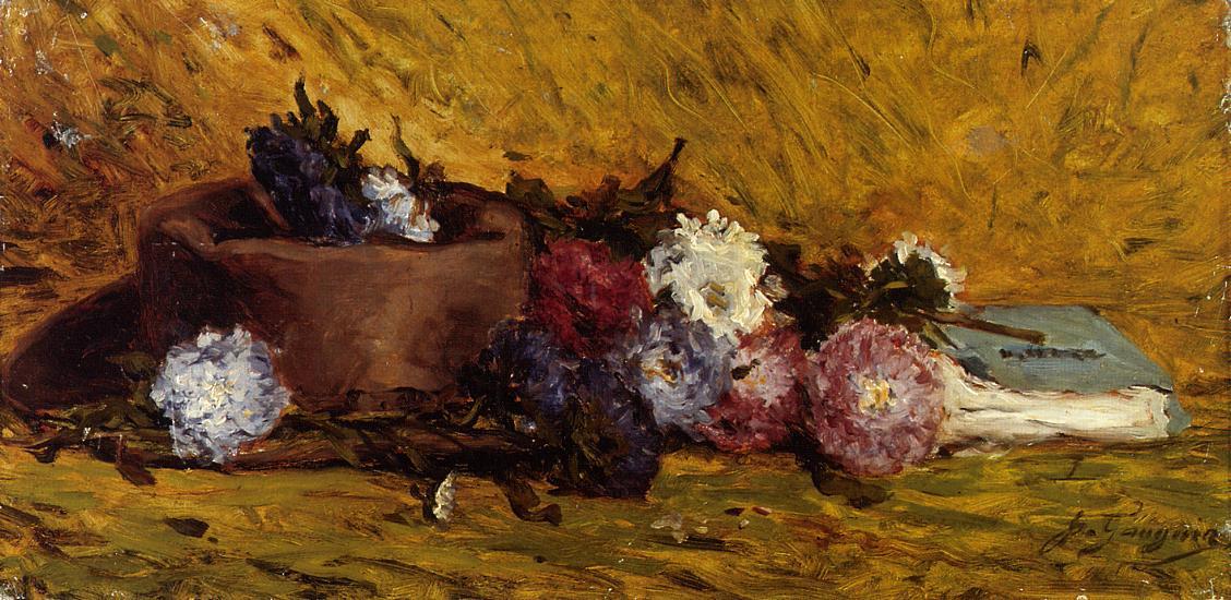 China Asters, Hat And Book — Eugène Henri Paul Gauguin