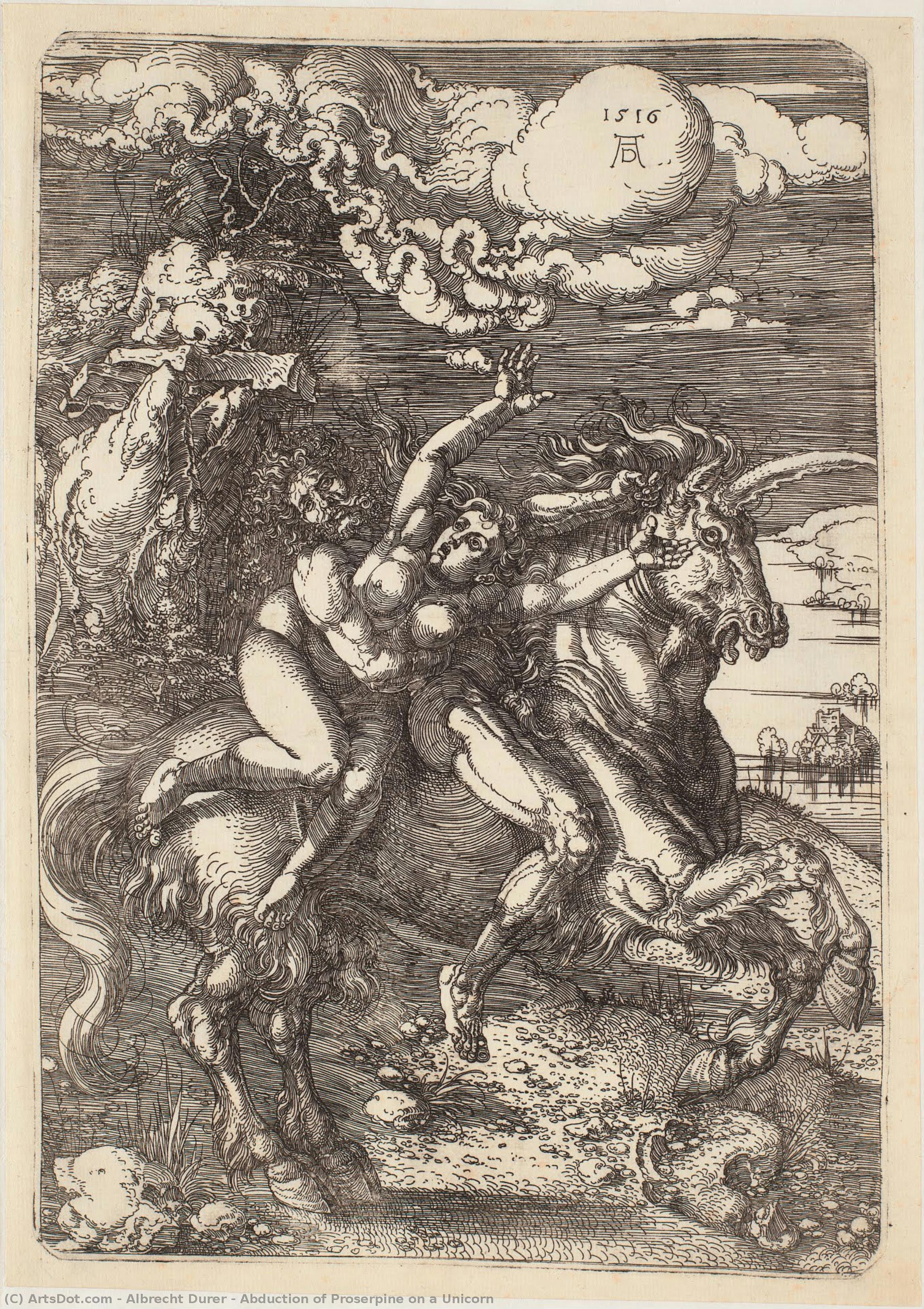Abduction Of Proserpine On A Unicorn — Albrecht Dürer