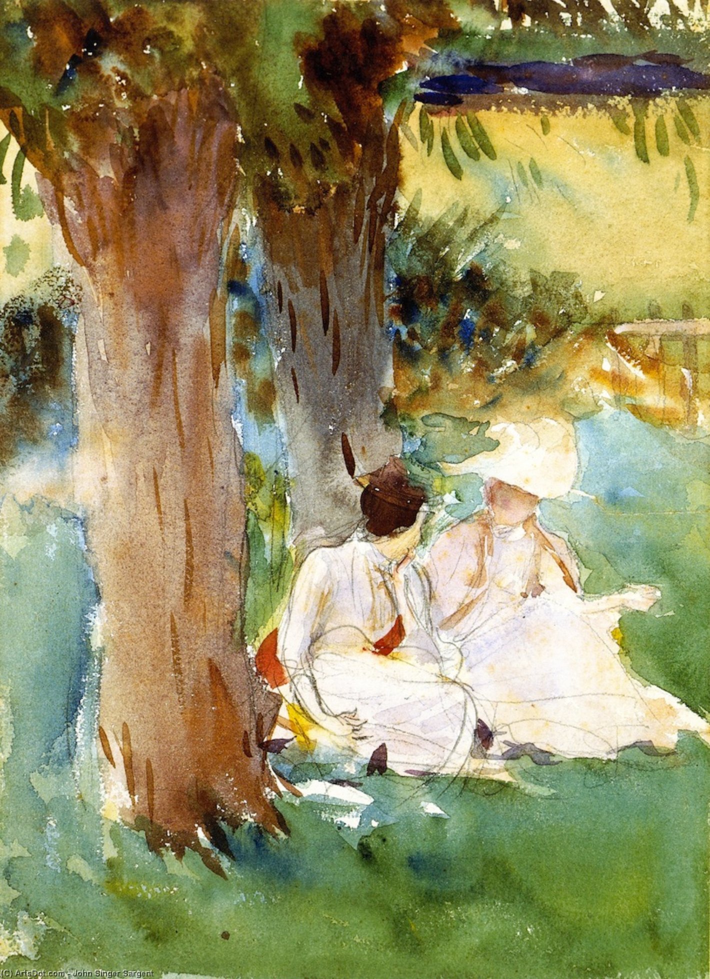 Under The Willows (miss Priestley And Mrs. Ormond (also Known As Two Figures In A Landscape) — John Singer Sargent