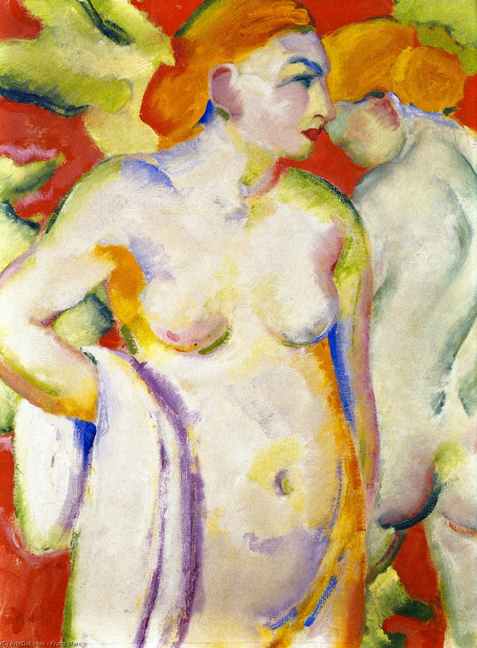 Nudes On Vermilion (also Known As Two Nudes On Red) — Franz Marc