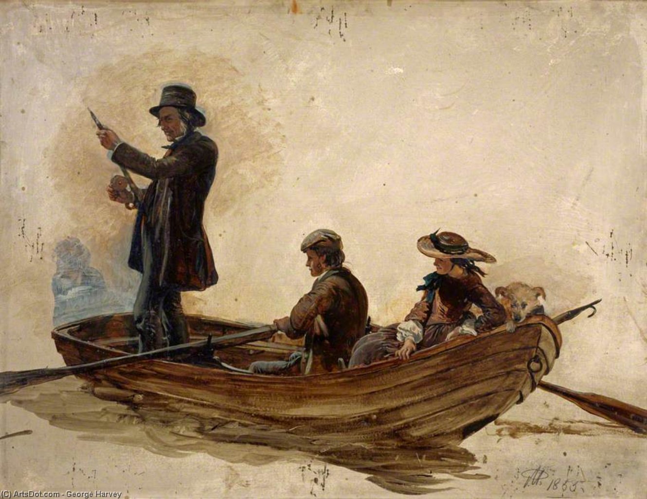 Reverend Thomas Guthrie, Preacher And Philanthropist With His Children, Patrick And Anne, Fishing On Lochlee — George Harvey