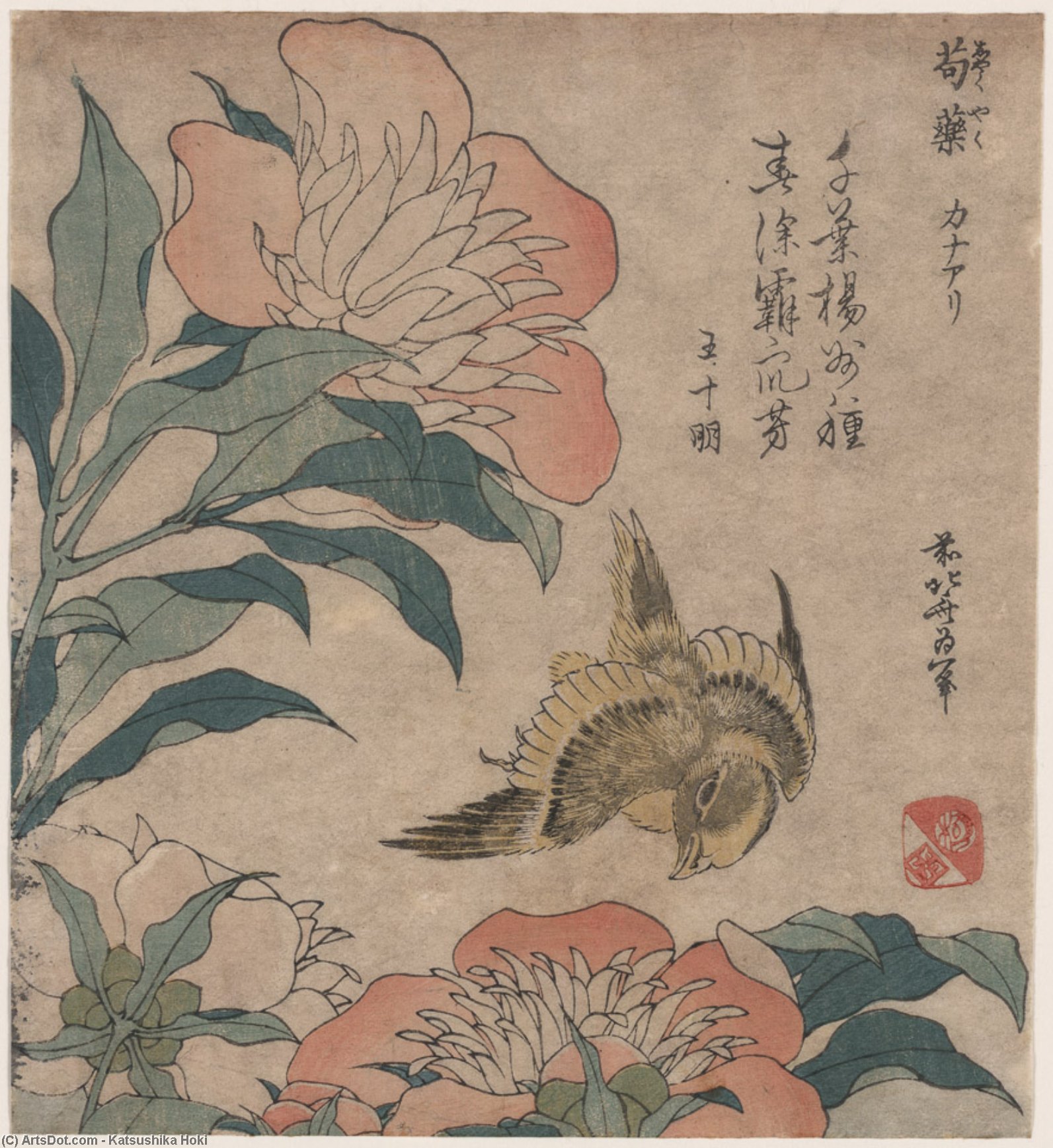 Peony And Canary — Katsushika Hokusai