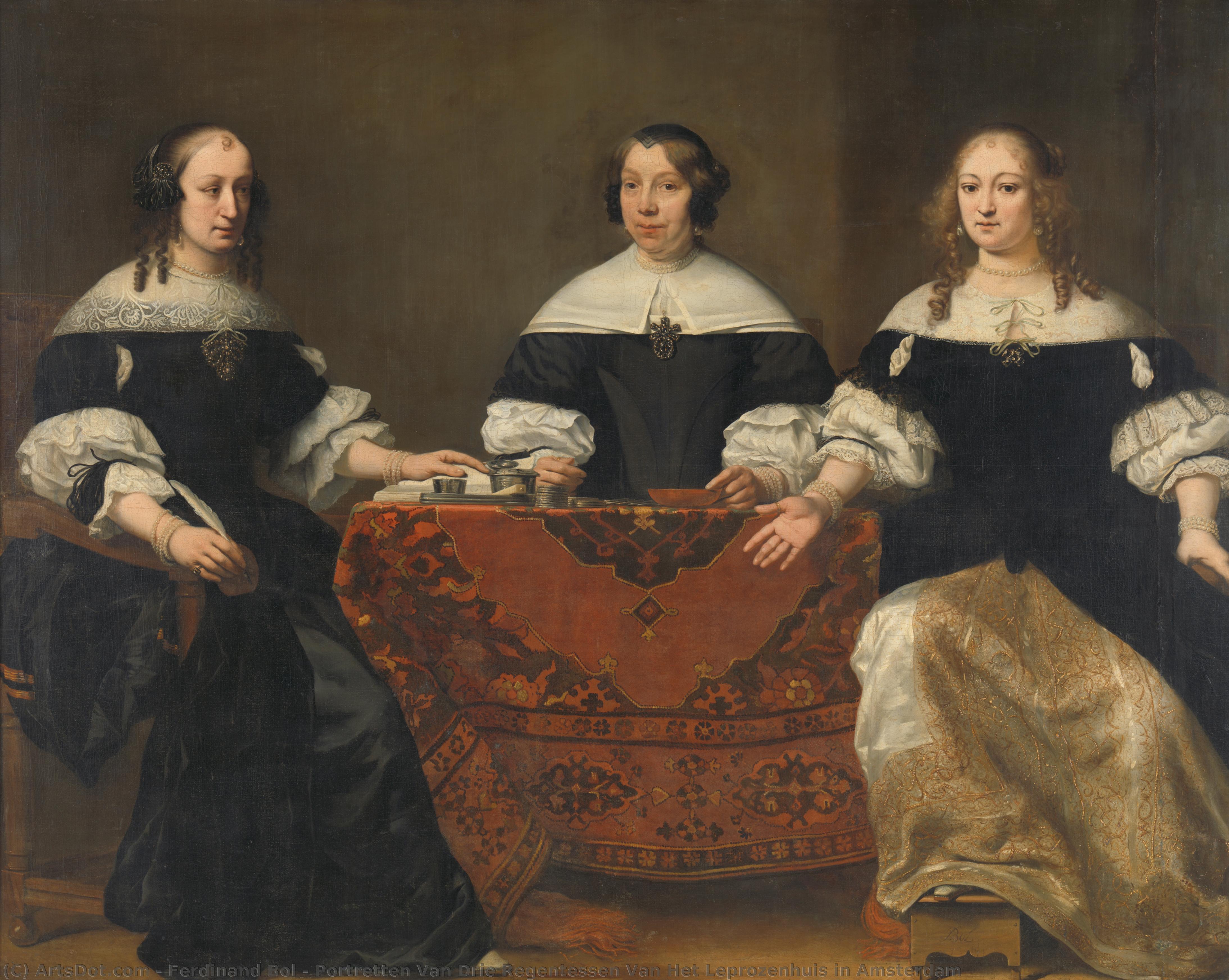 Portretten Van Drie Regentessen Van Het Leprozenhuis In Amsterdam — Ferdinand Bol