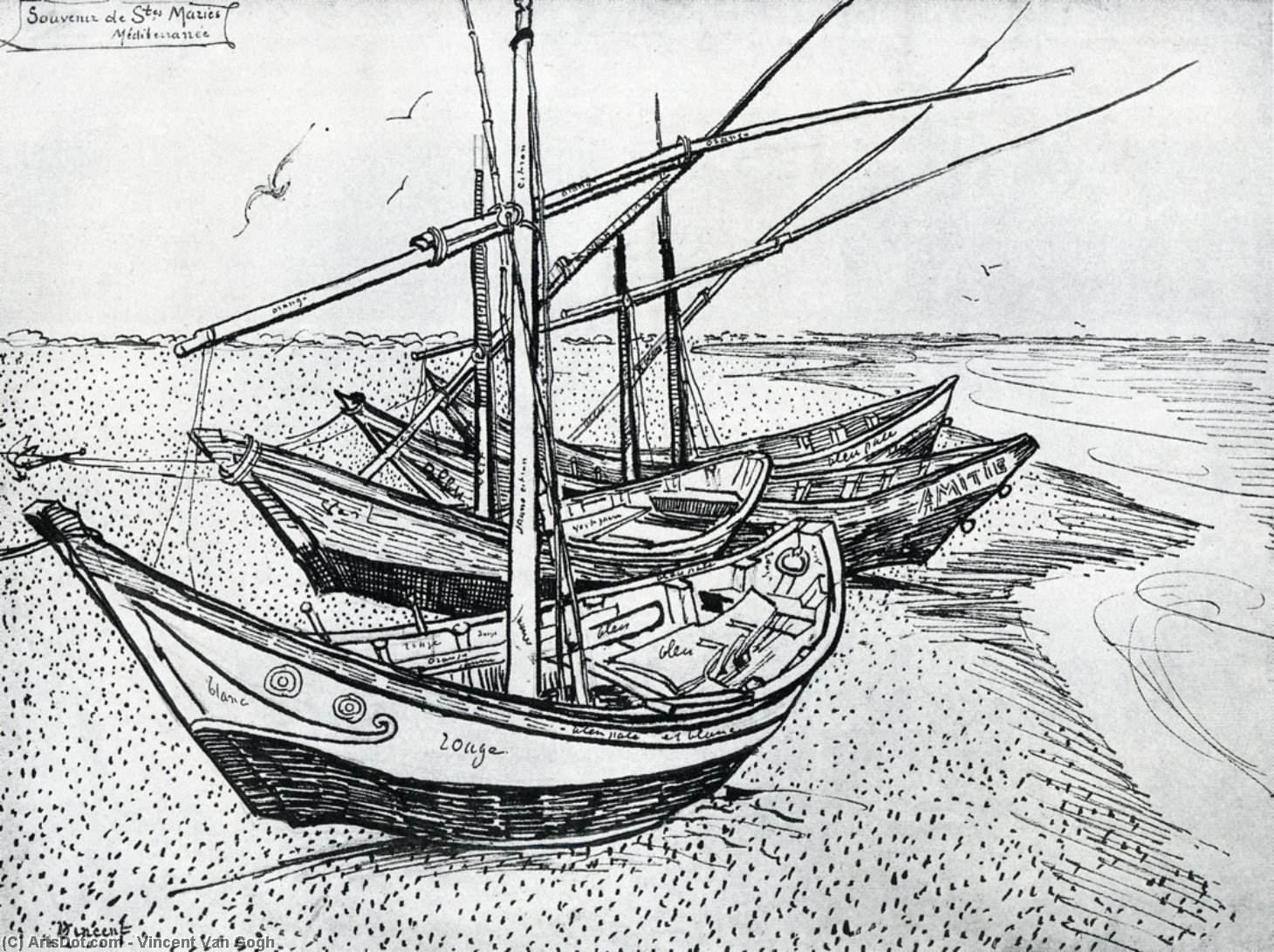 Fishing Boats On The Beach At Saintes-maries — Vincent Willem Van Gogh