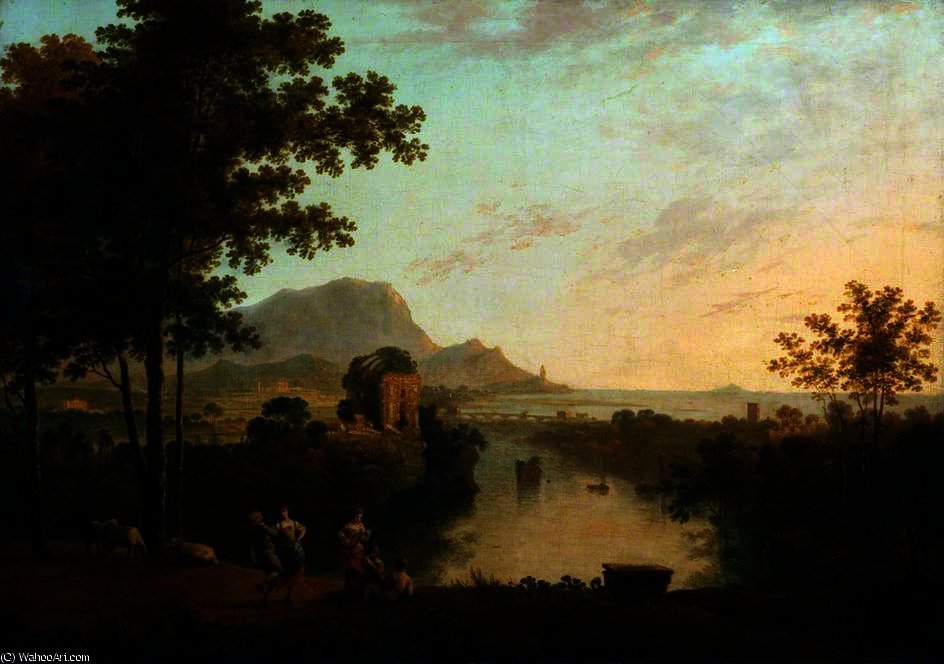 Landscape Composition - River Mouth With Peasants Dancing — Richard Wilson