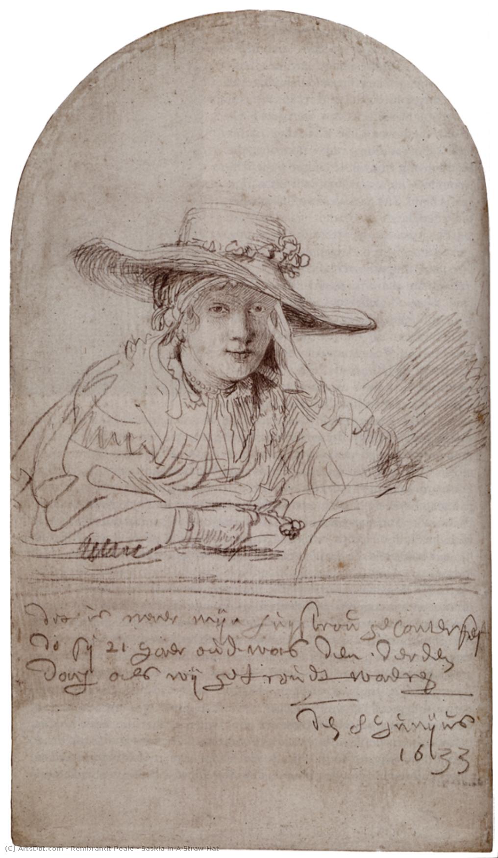 Saskia In A Straw Hat — Rembrandt Peale