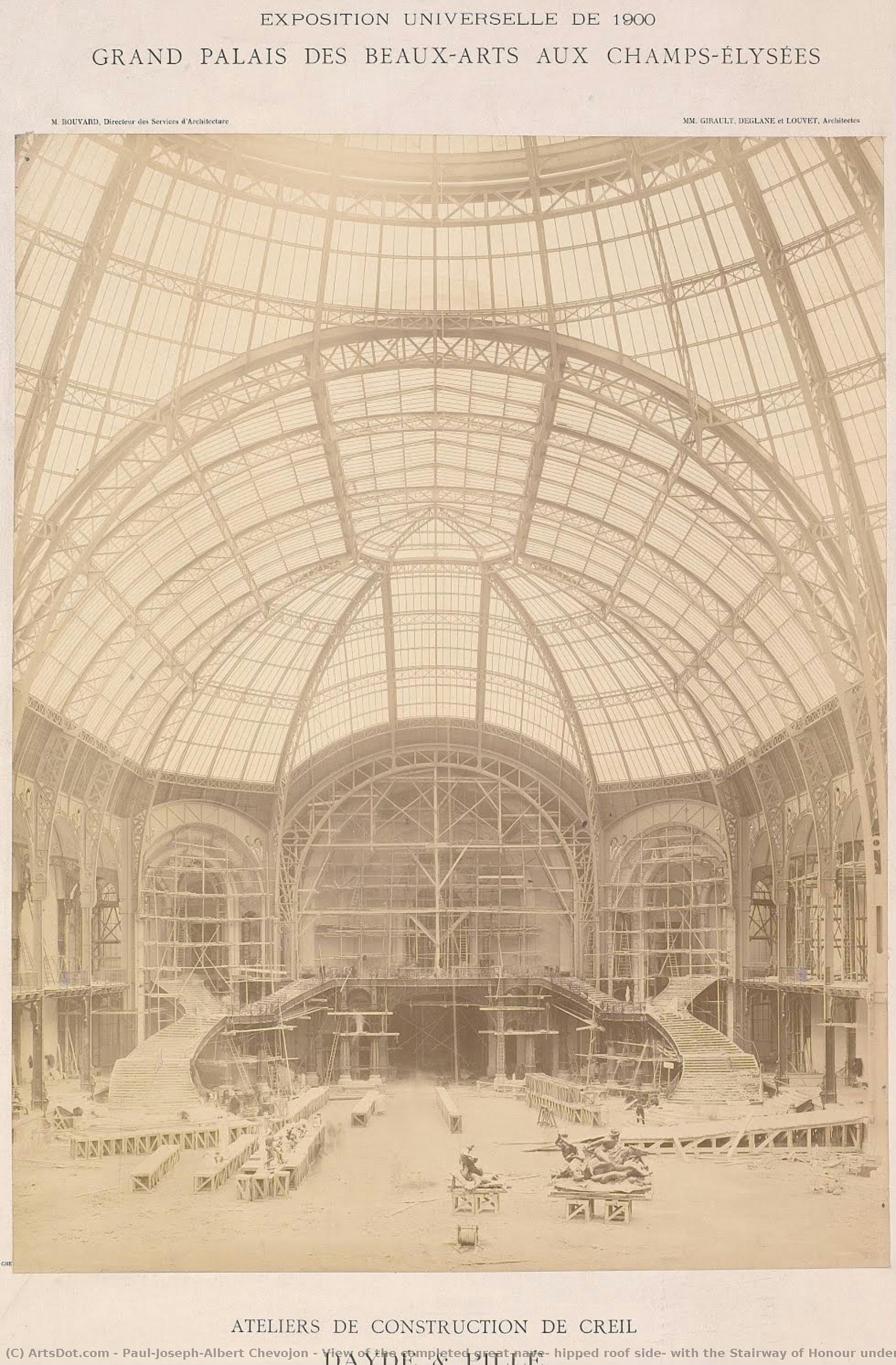 View Of The Completed Great Nave, Hipped Roof Side, With The Stairway Of Honour Under Construction. — Paul-joseph-albert Chevojon