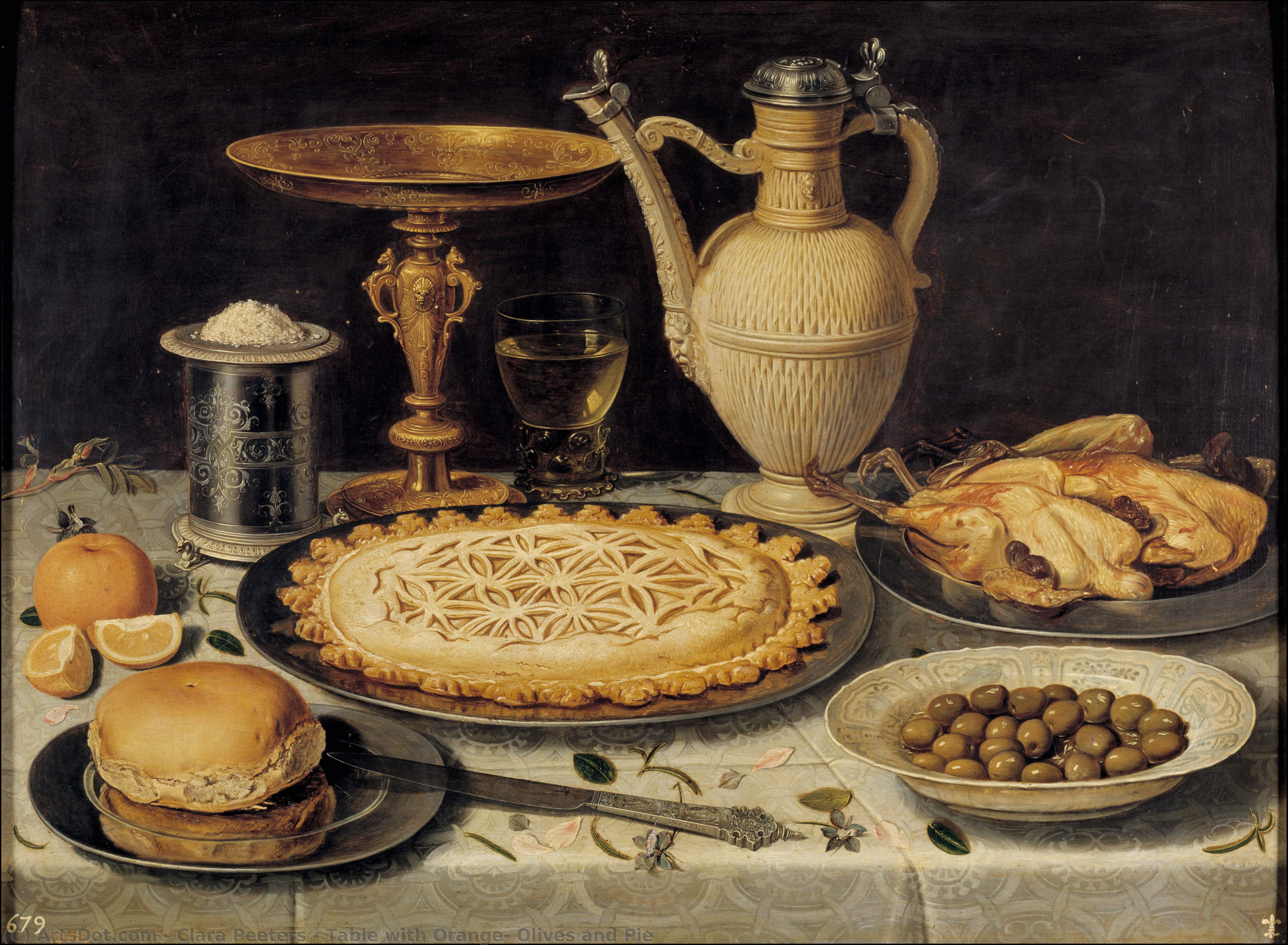 Table With Orange, Olives And Pie — Clara Peeters