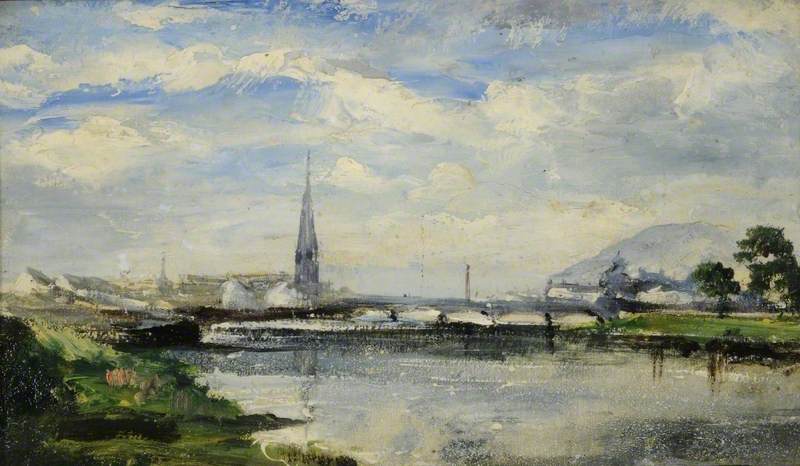 River Scene With A Church — William White Warren