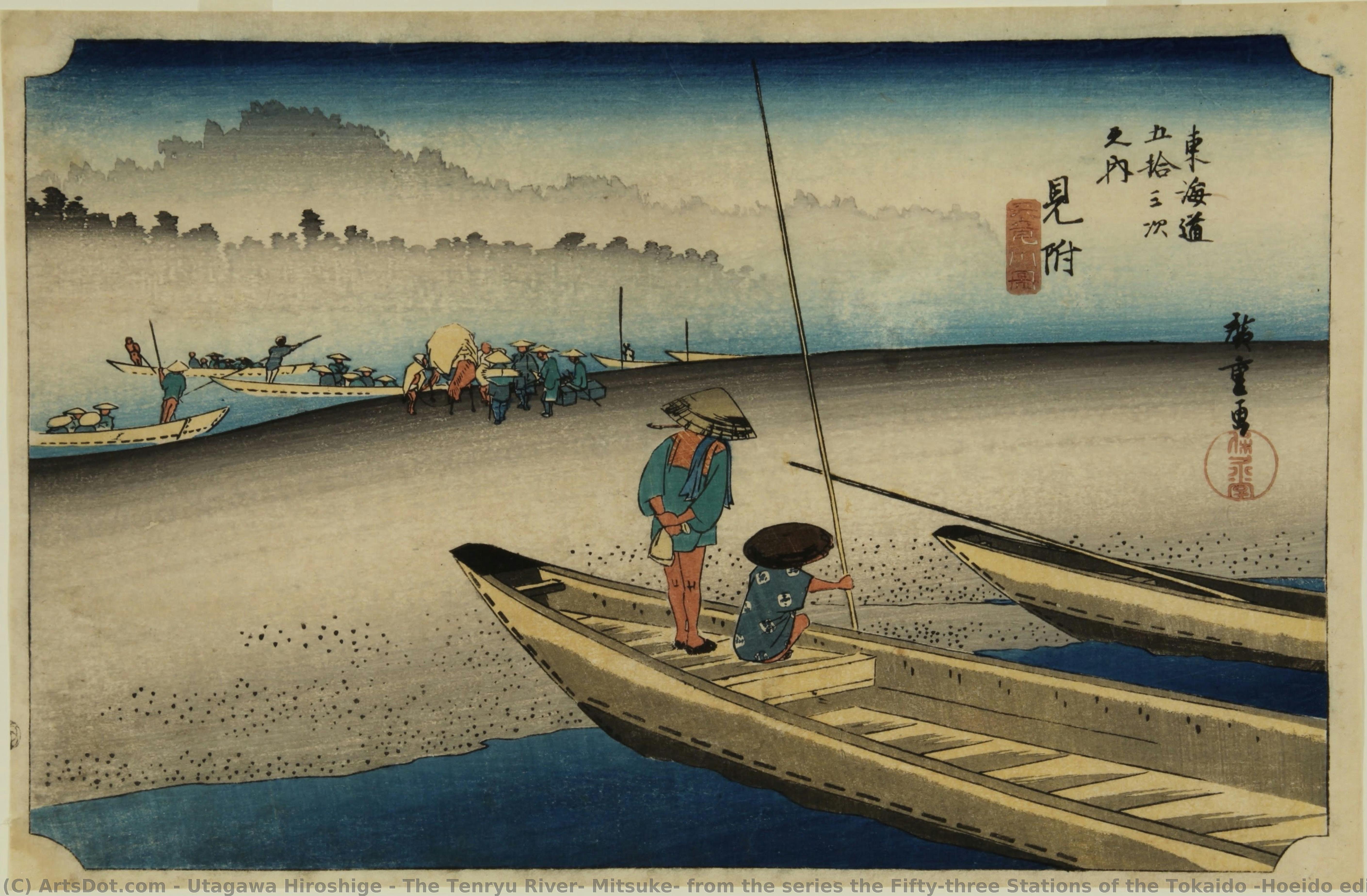 El Río Tenryu, Mitsuke, De La Serie Las Cincuenta Y Tres Estaciones Del Tokaido (edición Hoeido) — Utagawa Hiroshige