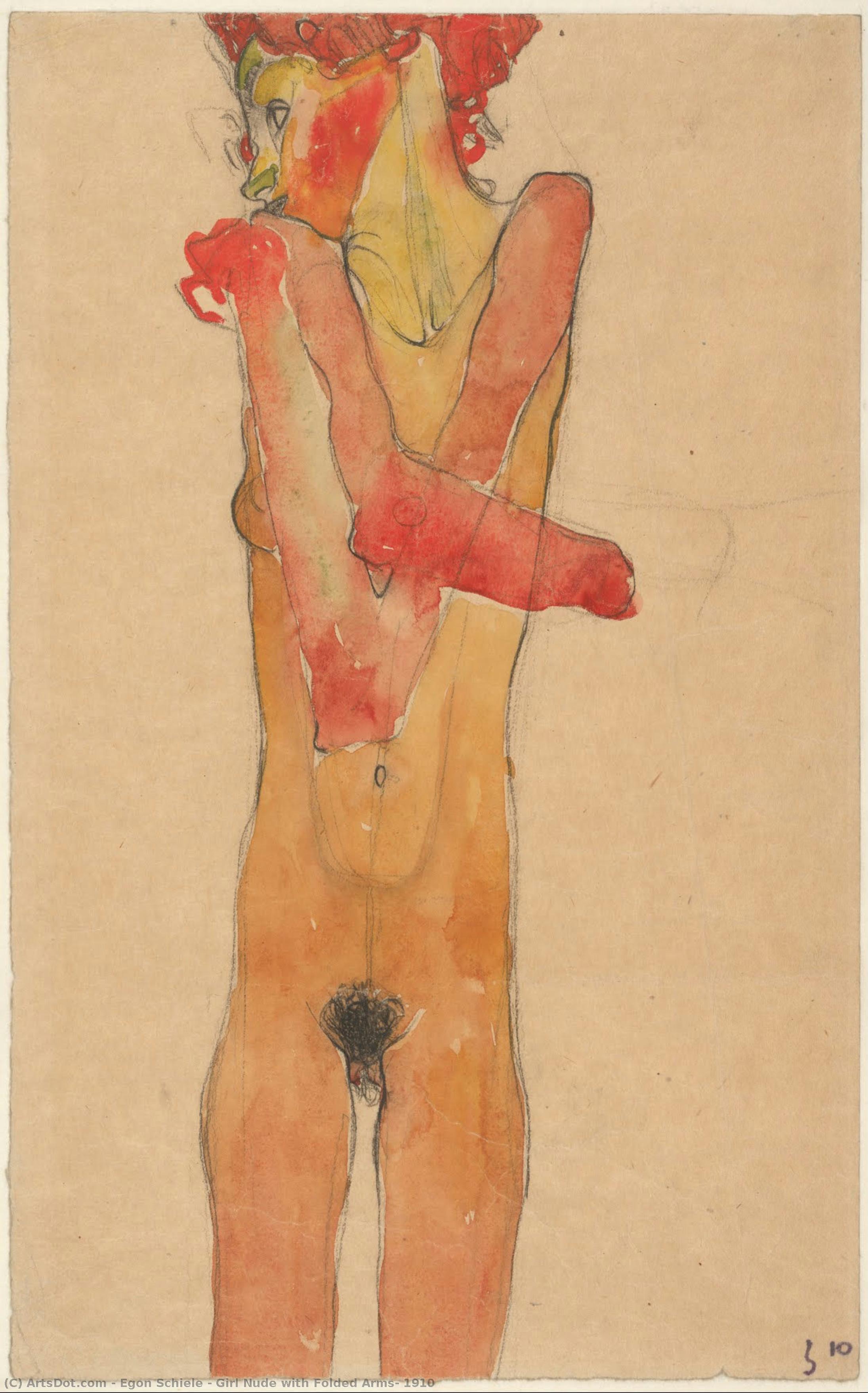 Girl Nude With Folded Arms, 1910 — Egon Schiele