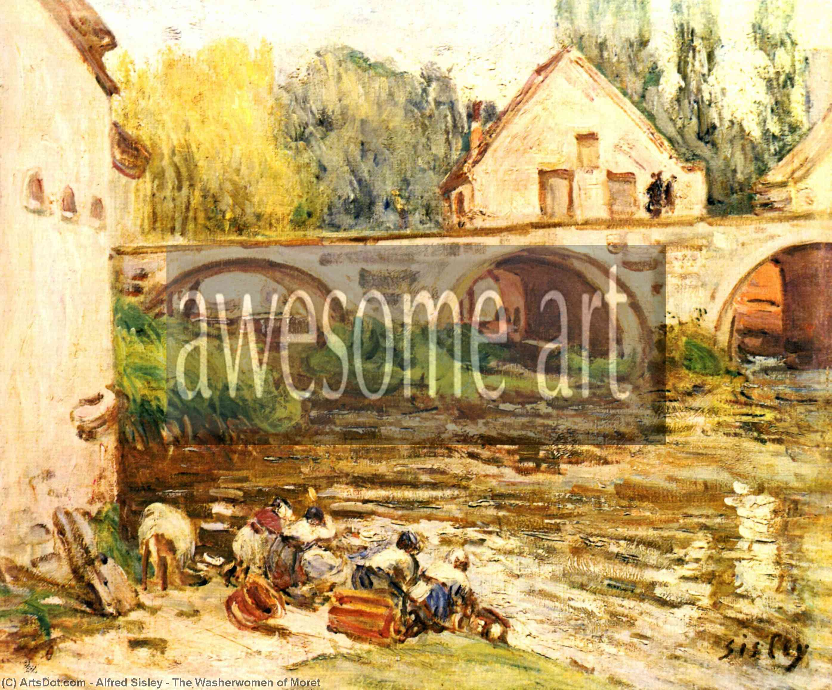 The Washerwomen Of Moret — Alfred Sisley