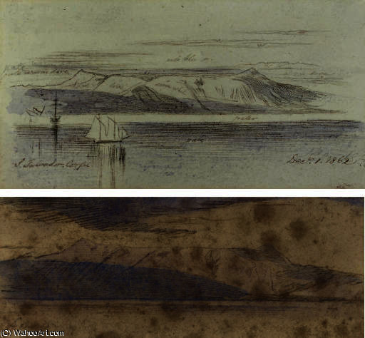 Two Views Of San Salvador, Corfu — Edward Lear