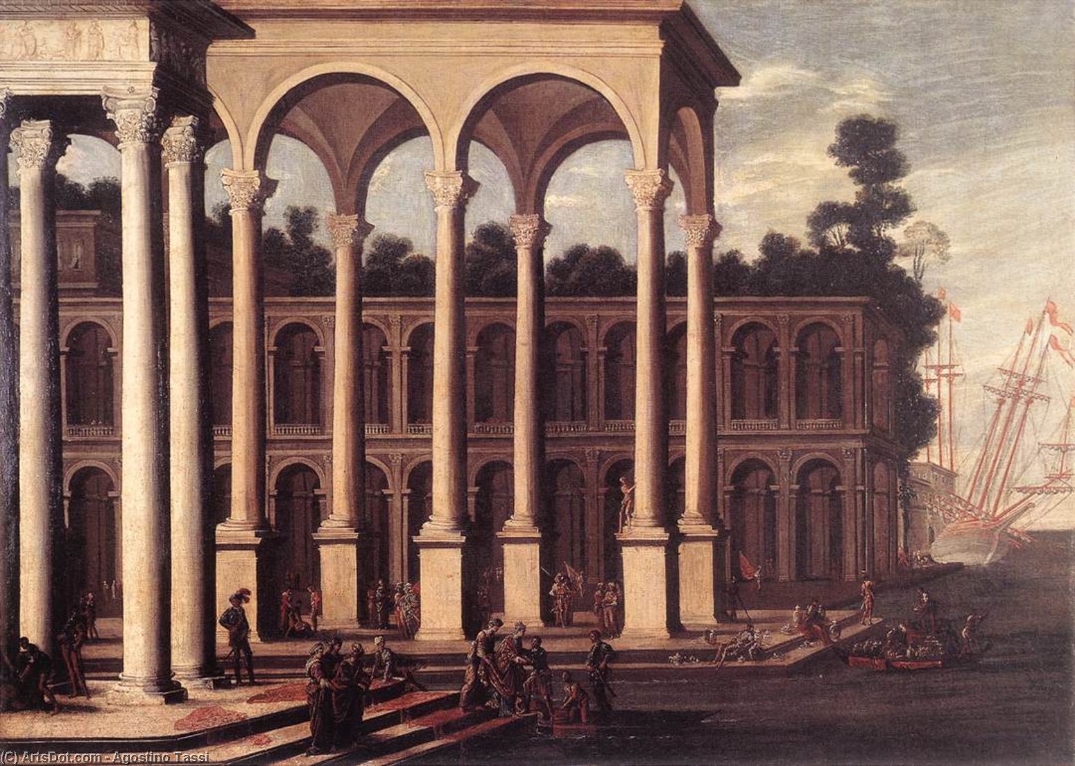 The Embarkation Of A Queen — Agostino Tassi