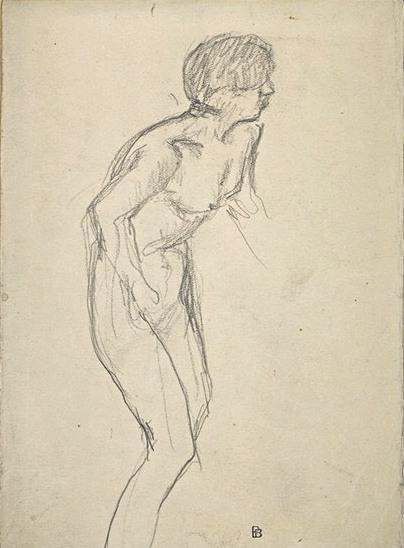 Naked Woman, Three-quarters To The Right, Bent Slightly — Pierre Bonnard