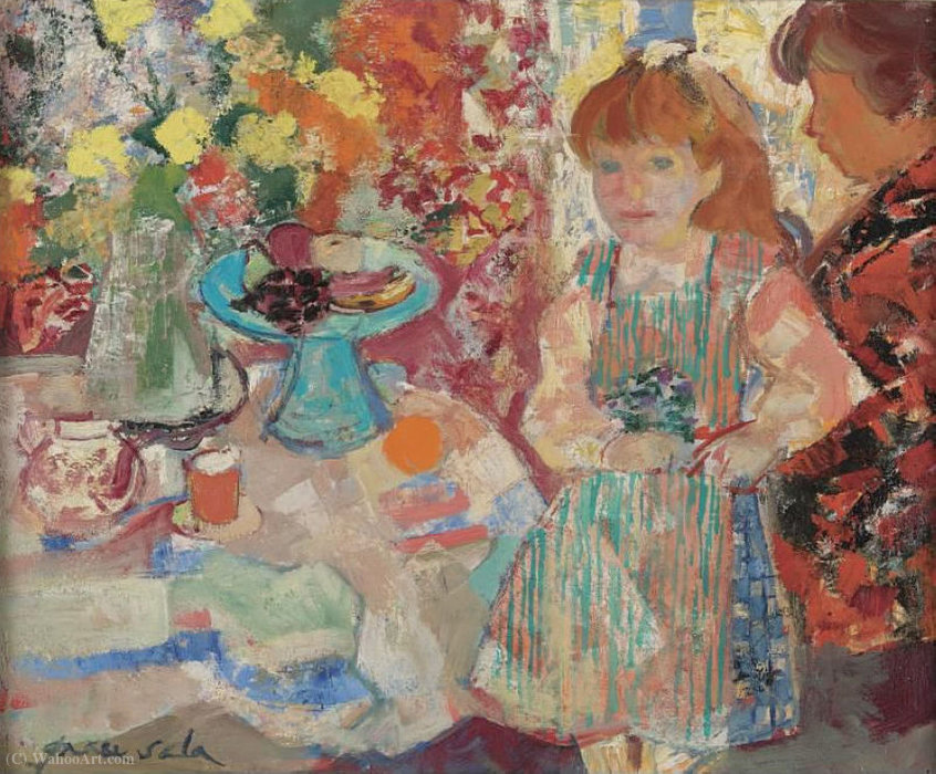 Mother And Child By The Table, (1967) — Emilio Grau Sala