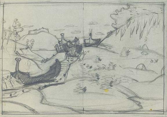 Composition Sketch For ''they Drag Them Along'' — Nicholas Roerich
