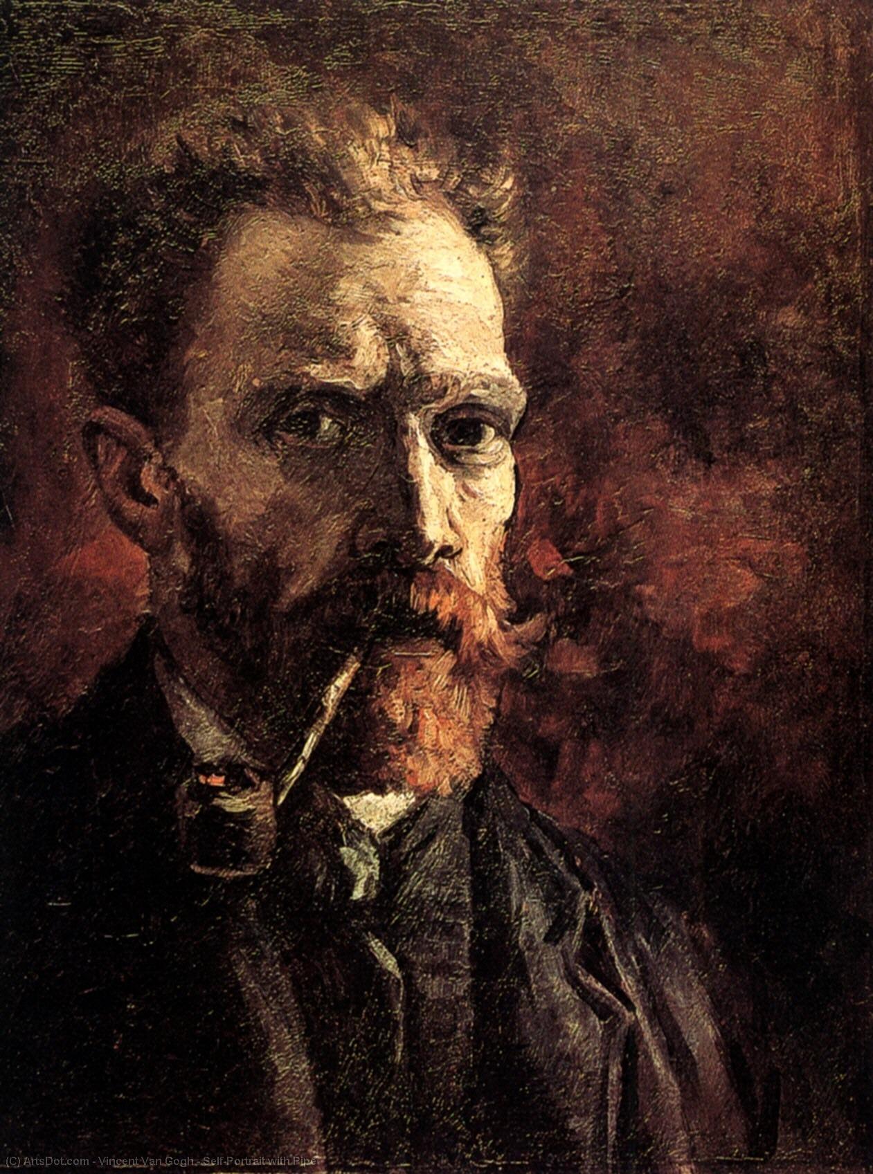 Self-portrait With Pipe — Vincent Willem Van Gogh