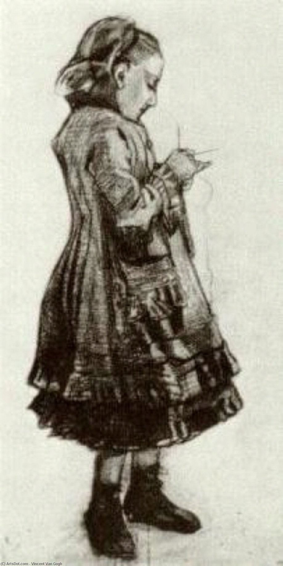 Girl Standing, Knitting — Vincent Willem Van Gogh