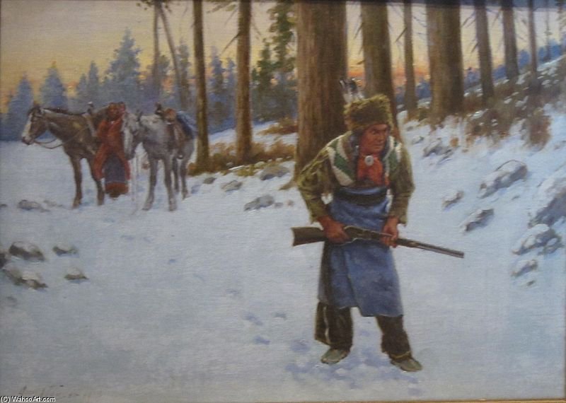 Plains Indians Hunting In Winter Landscape — John Hauser