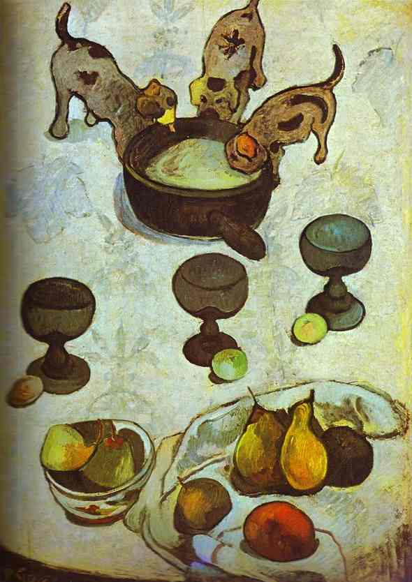 Still Life With Three Puppies — Eugène Henri Paul Gauguin