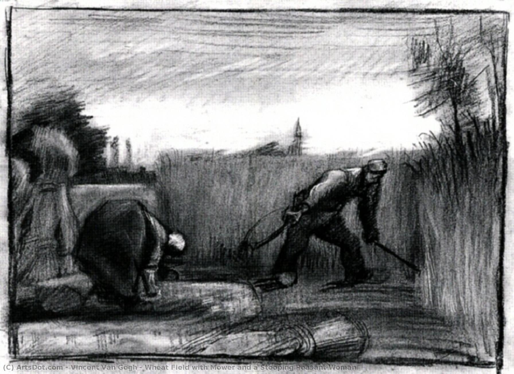 Wheat Field With Mower And A Stooping Peasant Woman — Vincent Willem Van Gogh