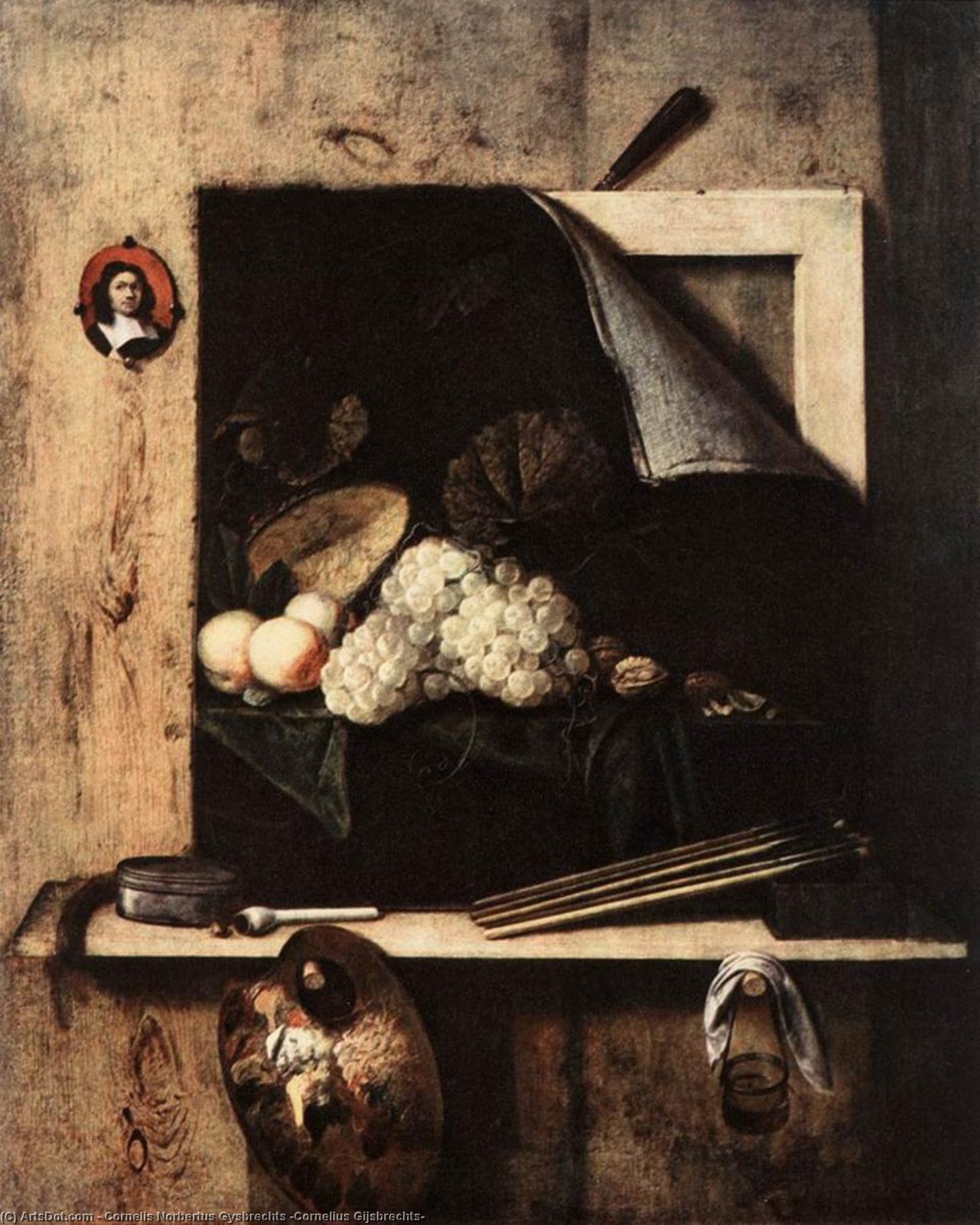 Still-life With Self-portrait — Cornelis Norbertus Gysbrechts (cornelius Gijsbrechts)