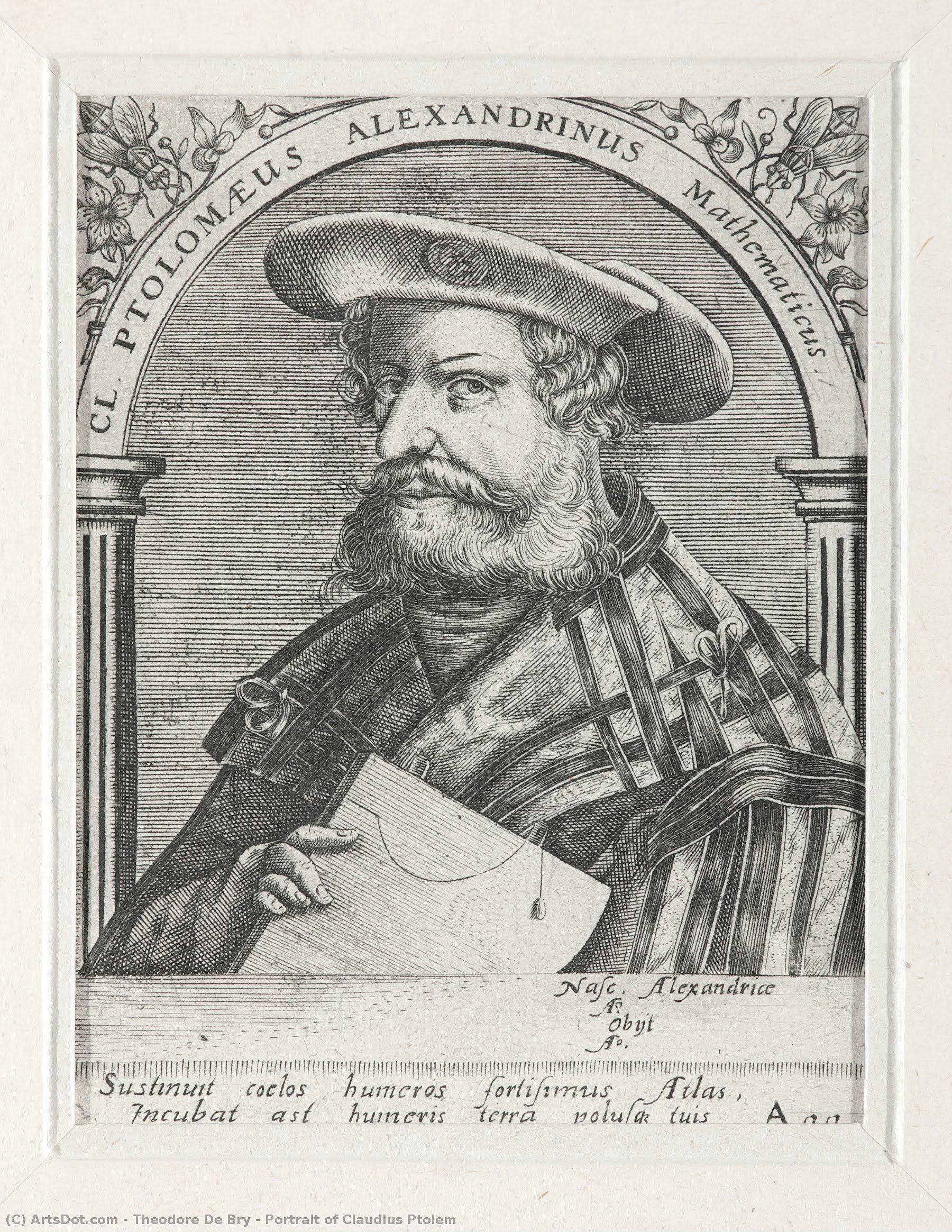 Portrait Of Claudius Ptolem — Theodore De Bry